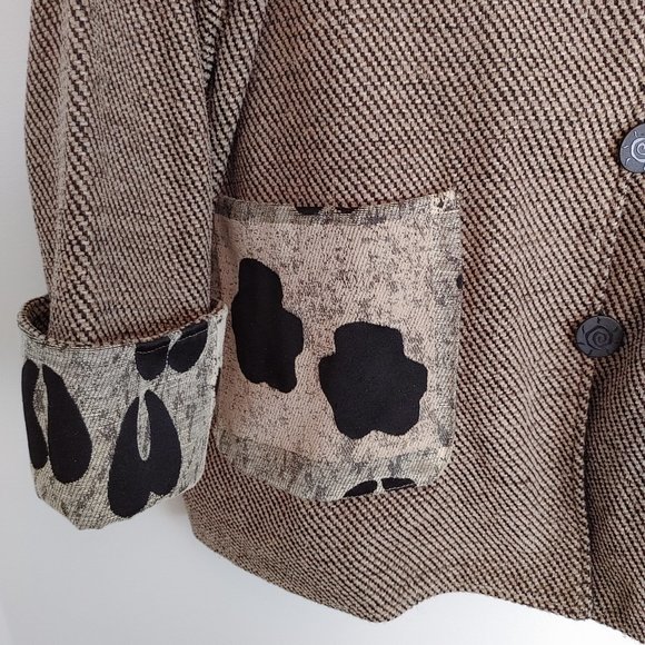 Villa Factory Designer Dress Jacket Women's Sz XXL Brown Black w Pockets - Picture 4 of 11